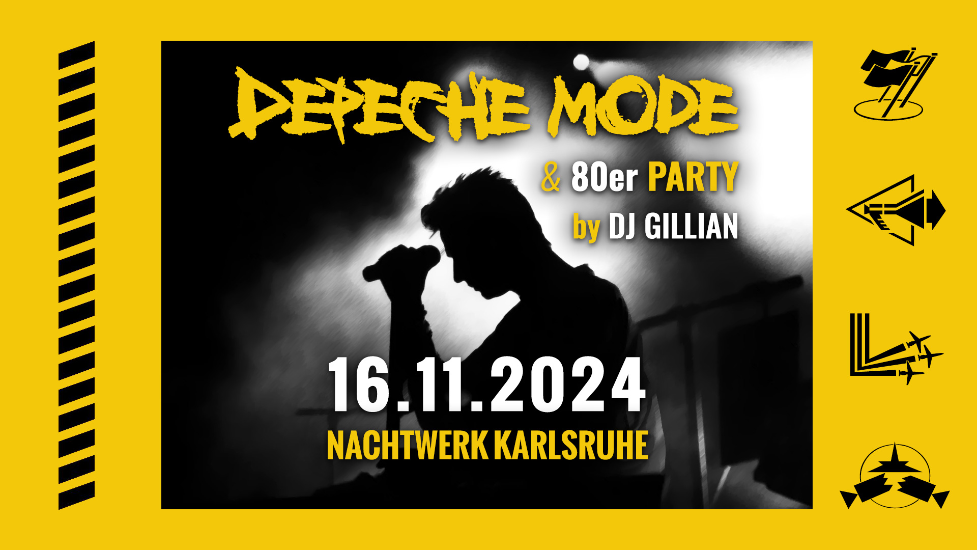 Die Depeche Mode & 80er Party im Nachtwerk Karlsruhe mit DJ GILLIAN. Die großartigen Songs von Depeche Mode, die kultigsten Hits aus den 80ern und die beliebtesten Pop & Wave Klassiker.